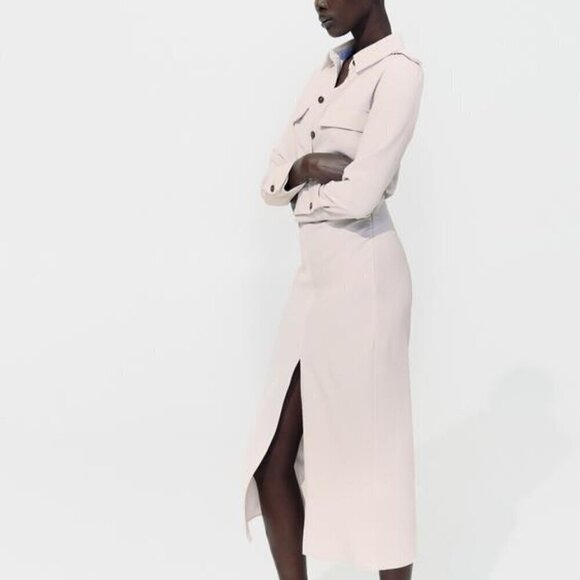 ZARA DRAPED WAIST MIDI DRESS - Picture 3 of 9